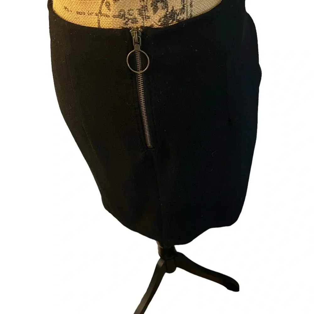 Who What Wear Gold Zipper Accent Wrap Skirt‎ Polyester Black 2
